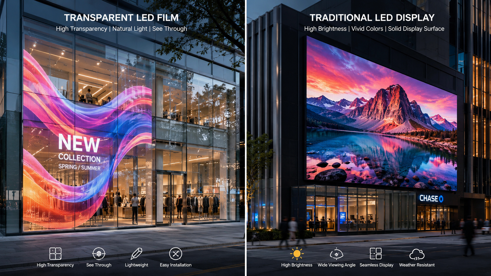 LED Film Screen Comparison