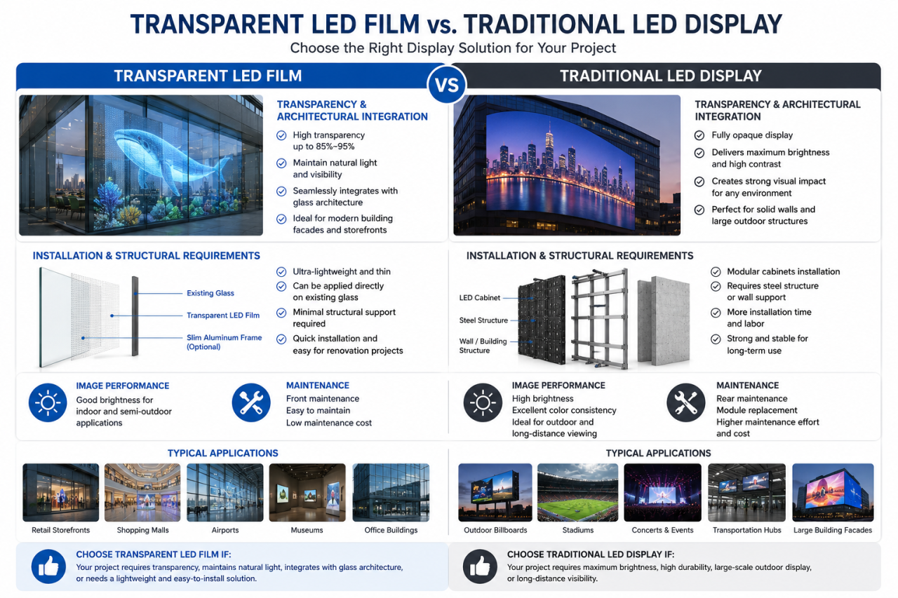 Transparent LED Film VS Transparent LED Display